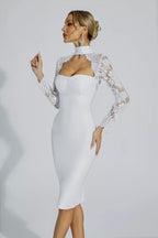 Delilah Lace Sleeve Choker Bodycon Midi Dress