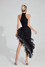 Royalee Ruffled Asymmetrical Midi Dress
