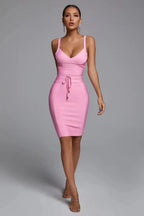 Elowen Pink Sculpted Midi Dress