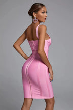Elowen Pink Sculpted Midi Dress