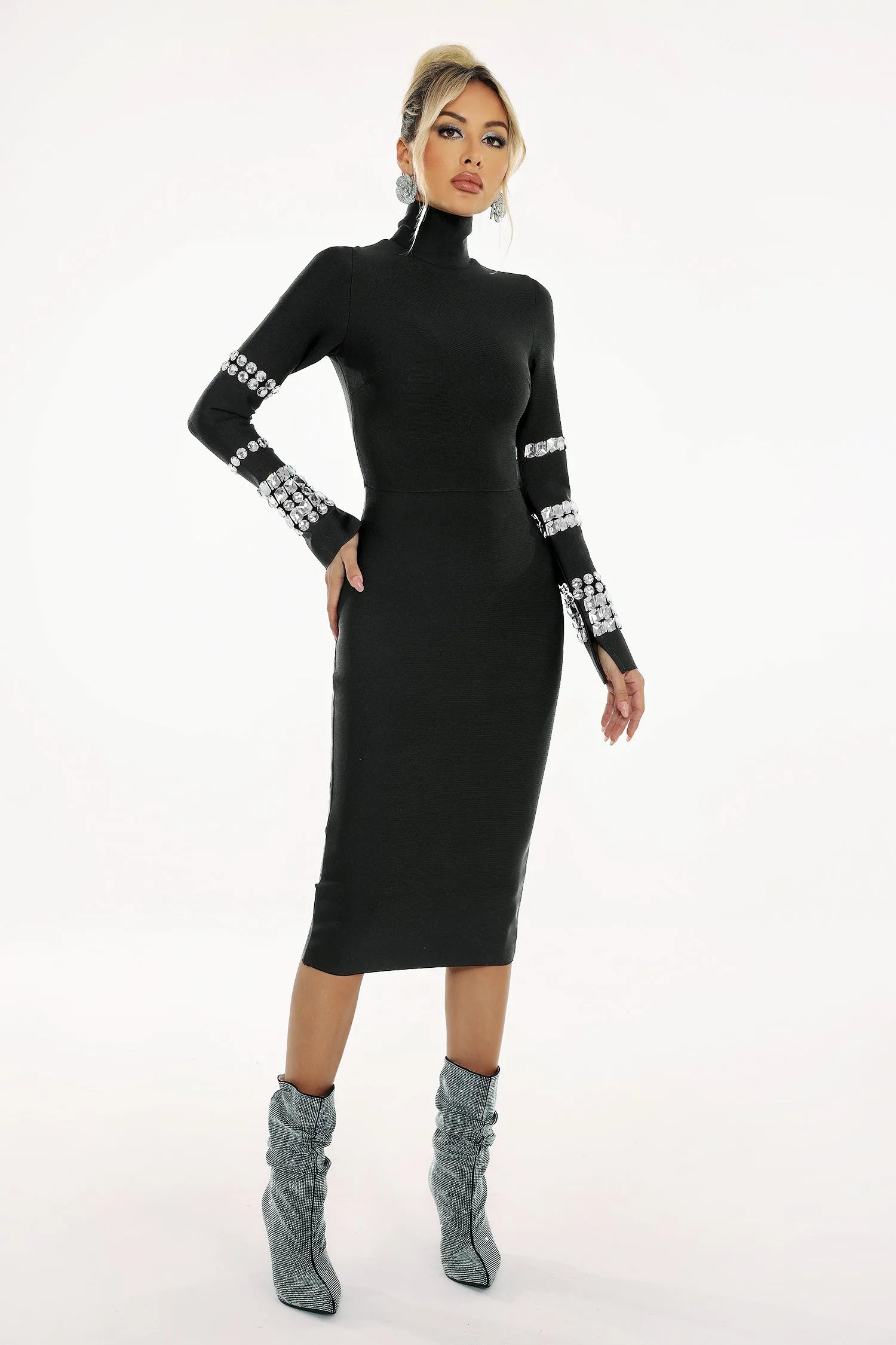 LLstyle Mid-length High Neck Bandage Dress