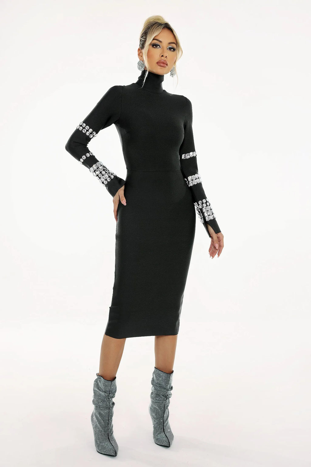 LLstyle Mid-length High Neck Bandage Dress