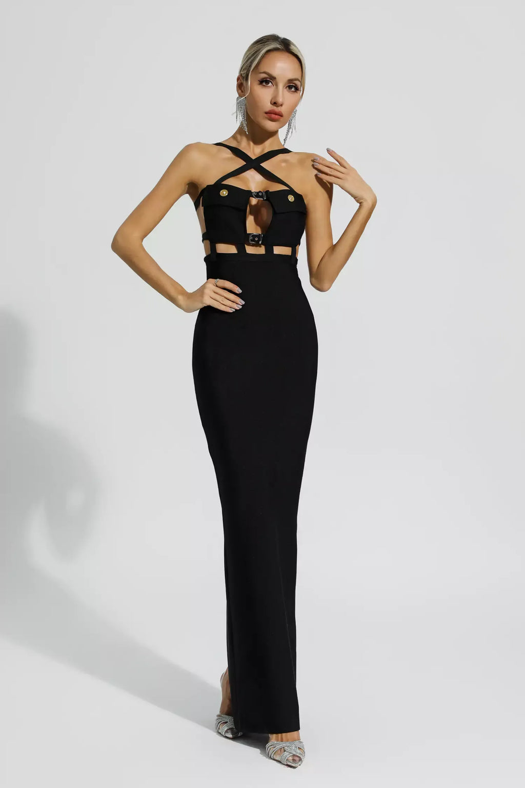 LLstyle Cross-button Bodycon Dress For Party