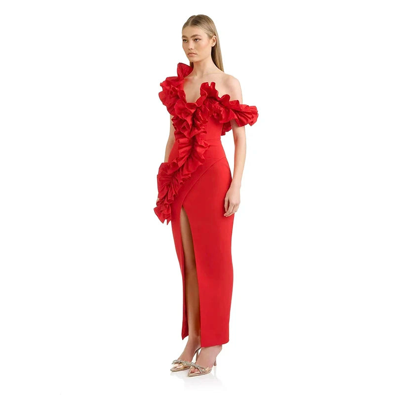 LLstyle Off the Shoulder Ruffles Cocktail Dress
