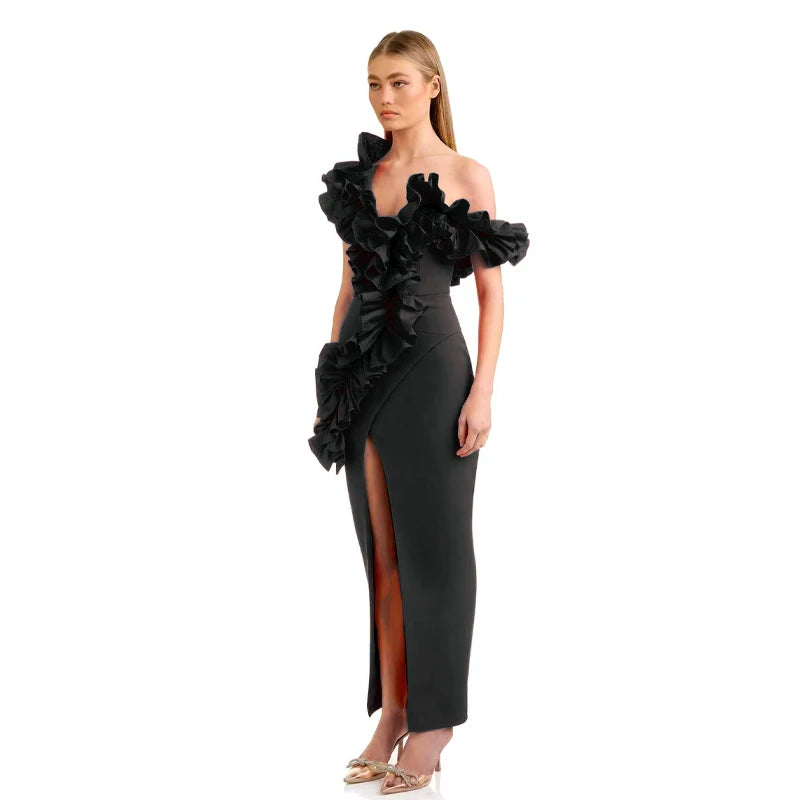 LLstyle Off the Shoulder Ruffles Cocktail Dress