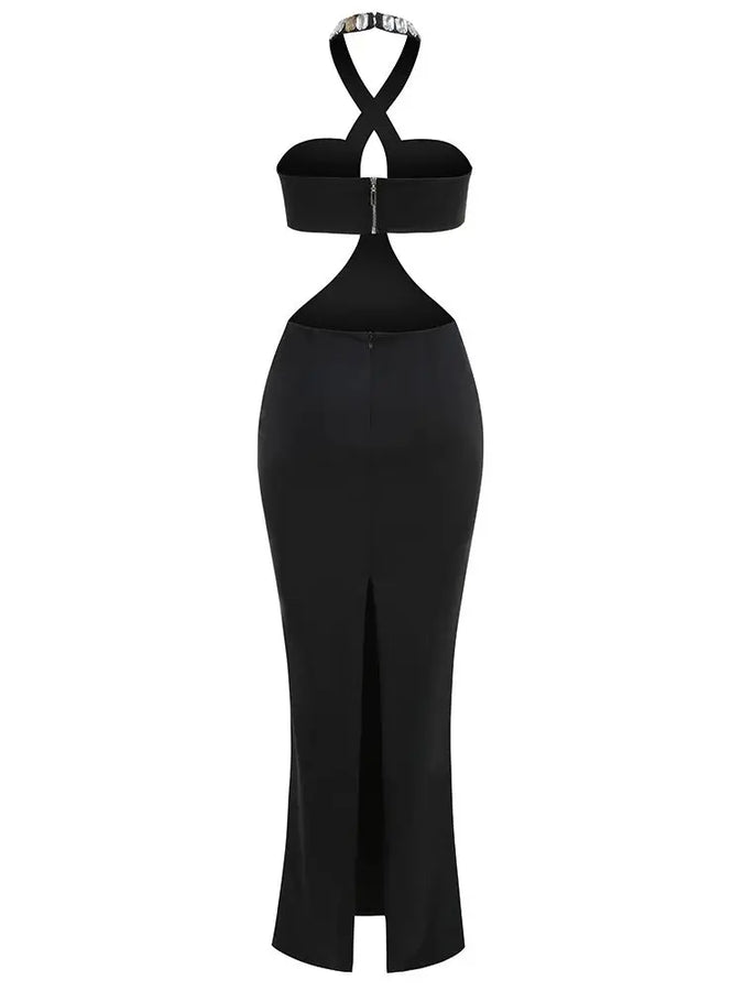 LLstyle Maxi Evening Dress With Diamond Crystal