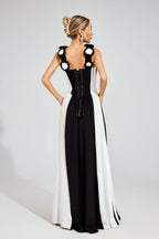 Sarah White and Black Long Dress