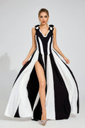 LLstyle Flowers sleeveless White and Black Long Dress