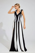 Sarah White and Black Long Dress