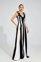 Sarah White and Black Long Dress
