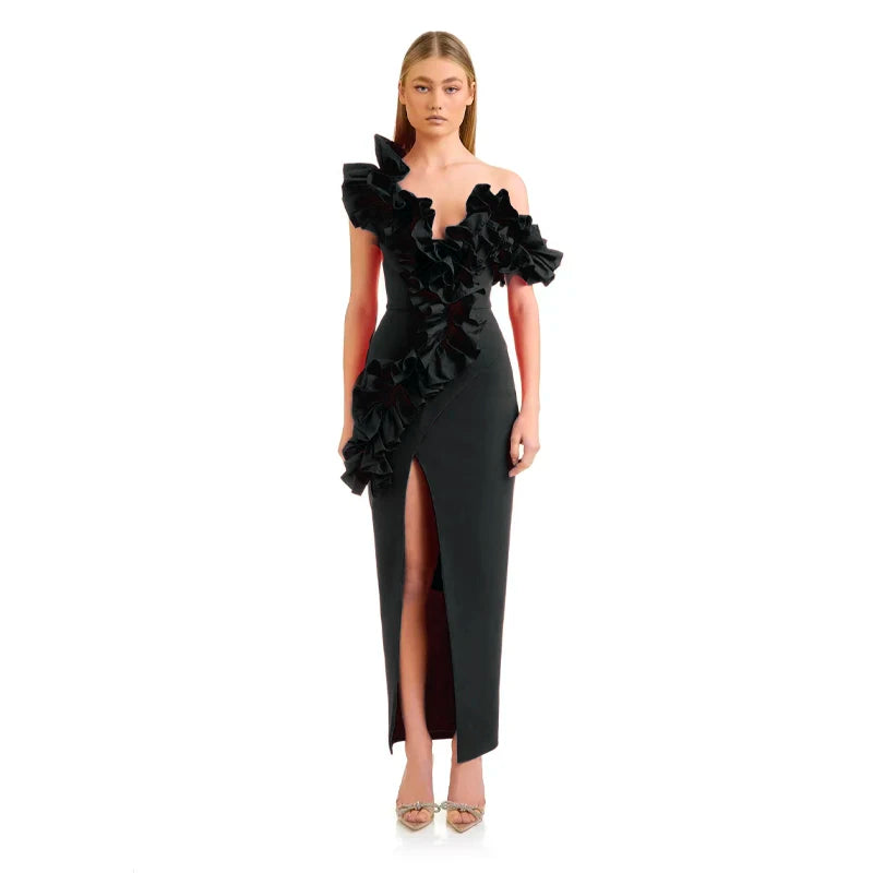 LLstyle Off the Shoulder Ruffles Cocktail Dress