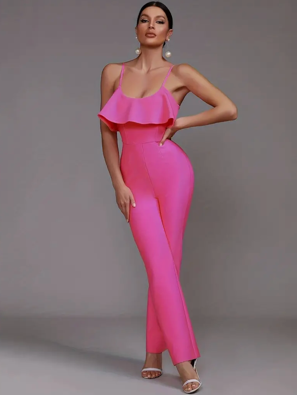 LLstyle Solid Layered Straight Leg Jumpsuit
