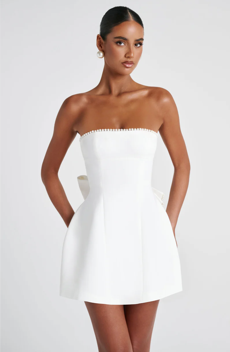LLstyle Pearl Strapless Sexy Mini Dress