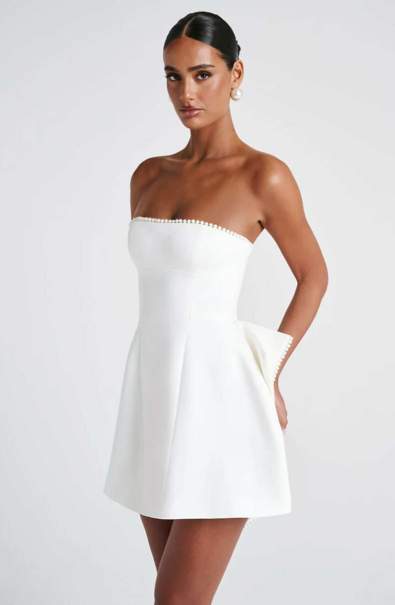 LLstyle Pearl Strapless Sexy Mini Dress