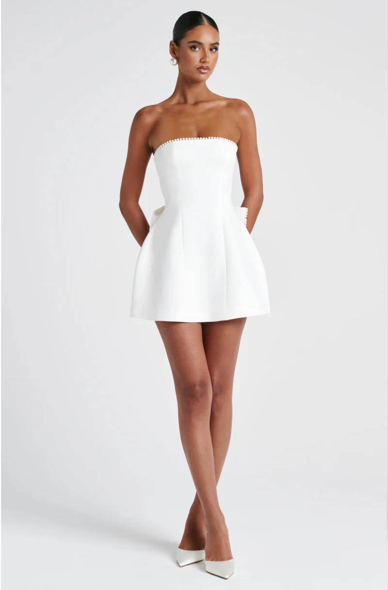 LLstyle Pearl Strapless Sexy Mini Dress