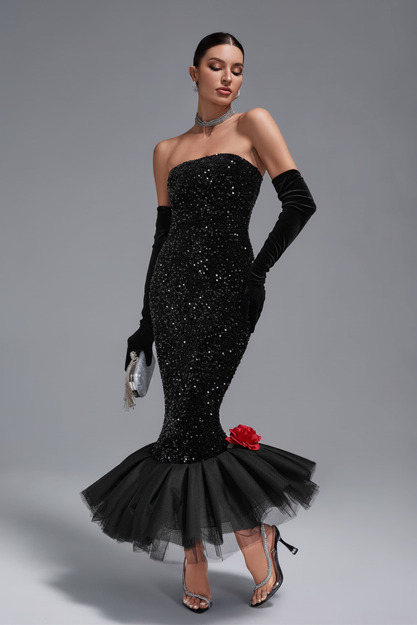 LLstyle Evening Dress With Gloves