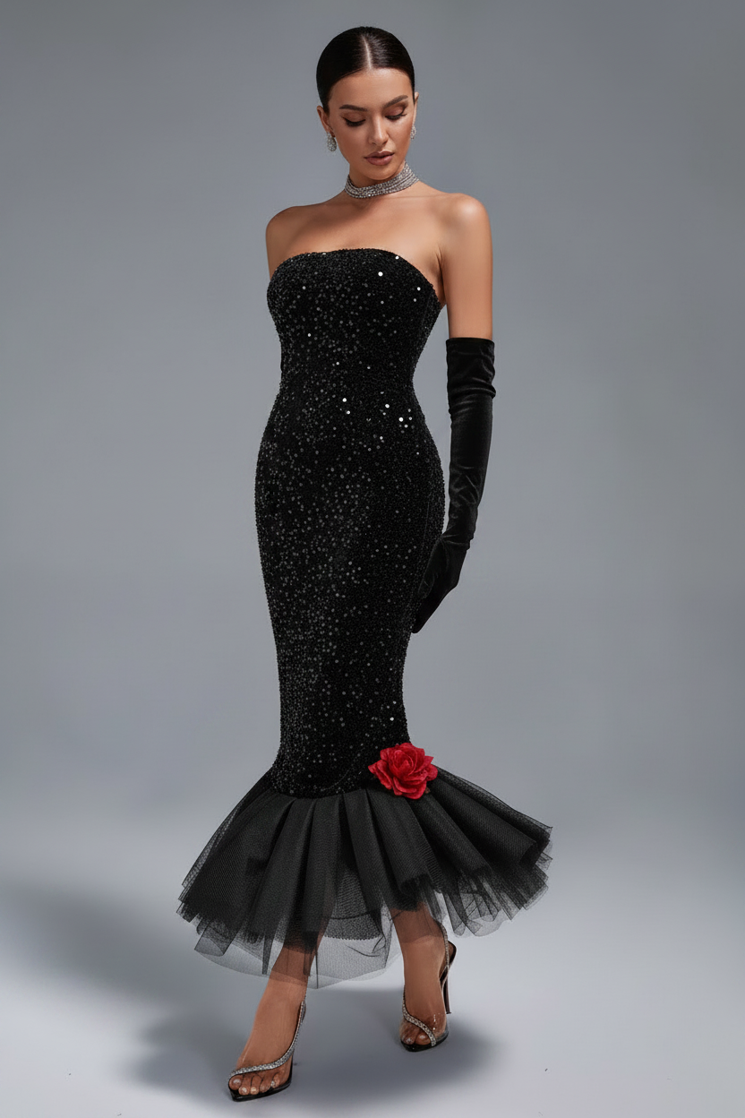 LLstyle Evening Dress With Gloves