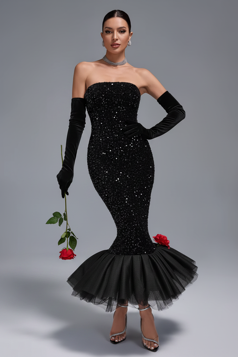 black lace mother of the bride dress Elegant Black Floor Length Mother of The Bride Dresses with Slit main image 1