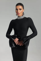 Stevie Diamonds Neck Long Sleeve Dress