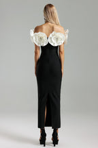 Melania Black Off-Shoulder Midi Dress