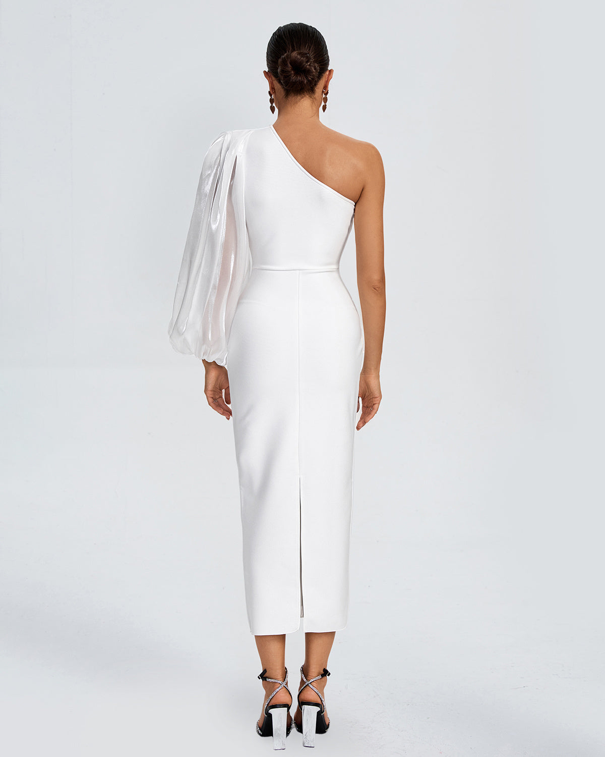 LLstyle One Shoulder White Midi Dress