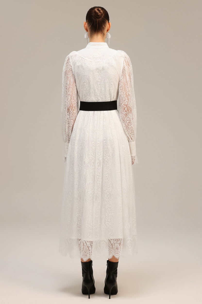LLstyle Lace Button-Down Midi Dress