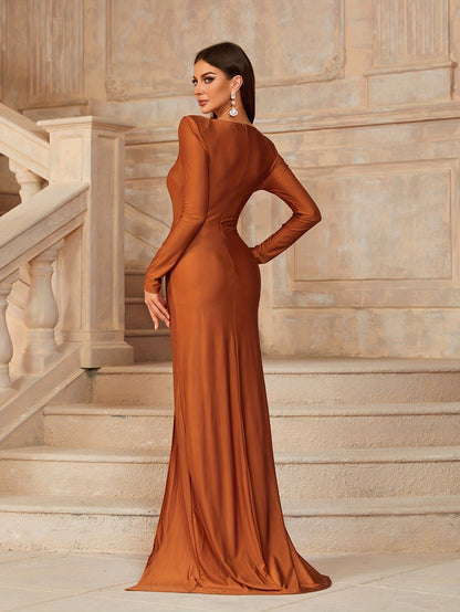 LLstyle Elegant Solid Slit Dress
