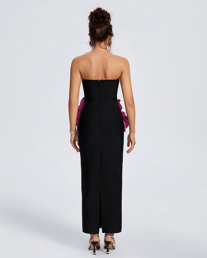 LLstyle Red 3D Rose Cut-Out Gown