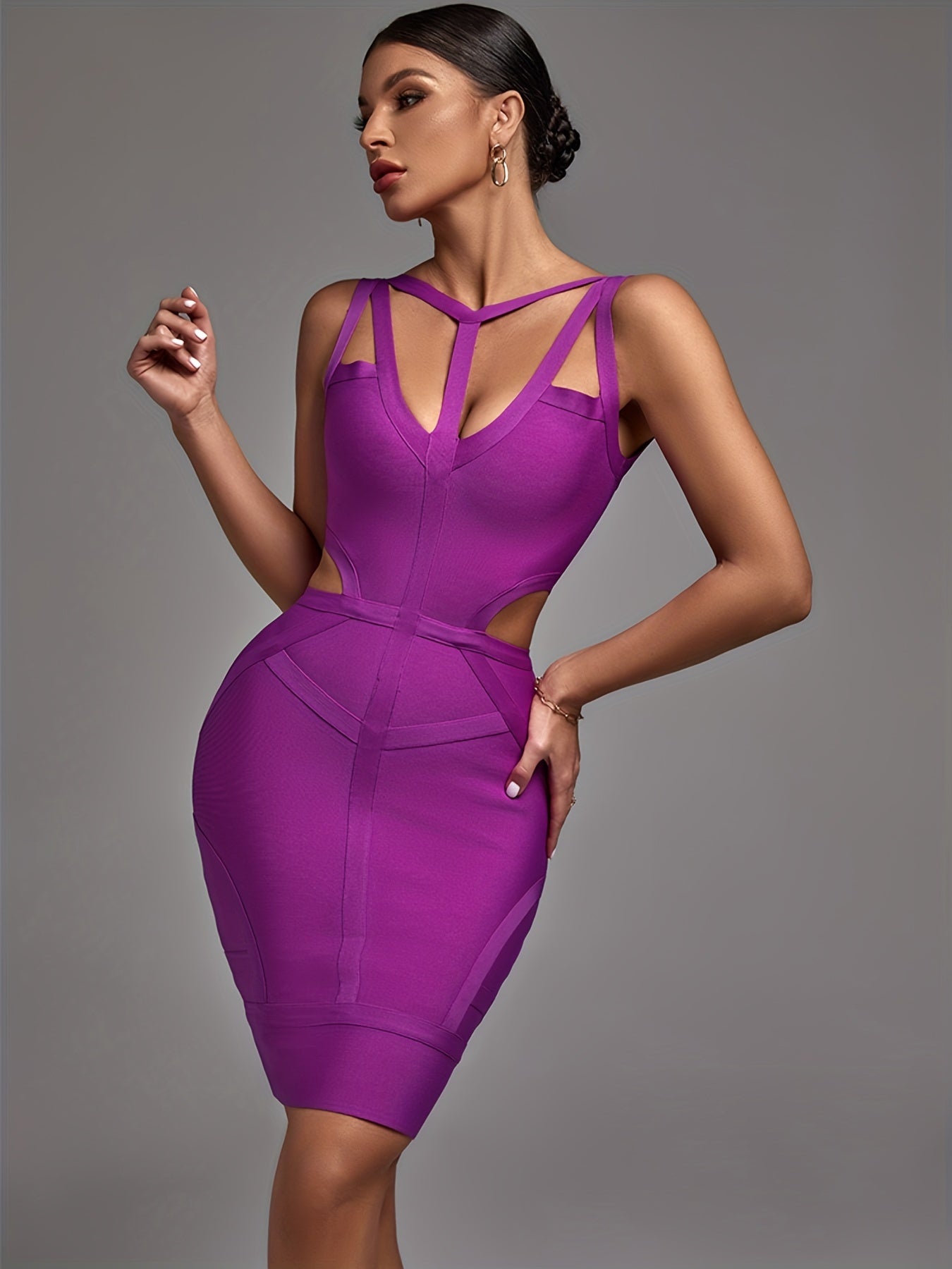 LLstyle Solid Cut Out Bodycon Dress
