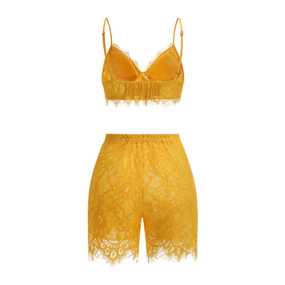 LLstyle Yellow Lace Three Piece Set