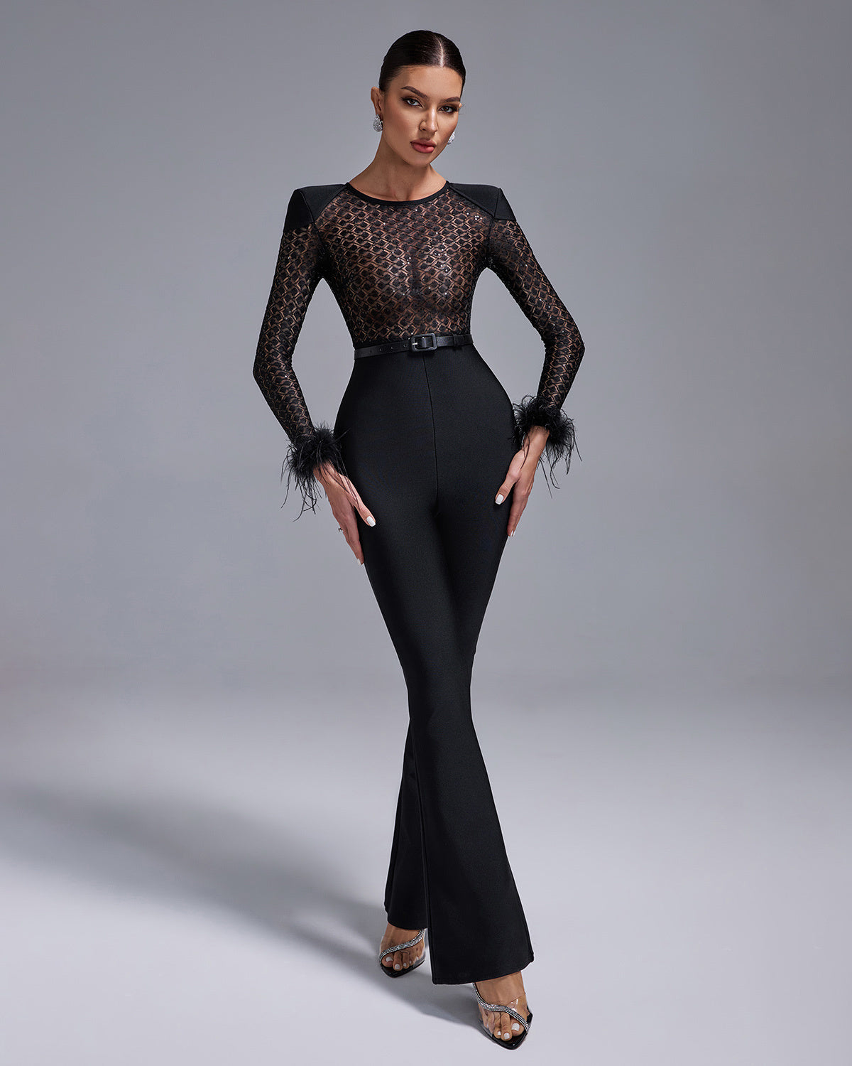 LLstyle Elegant Black Mesh Jumpsuit