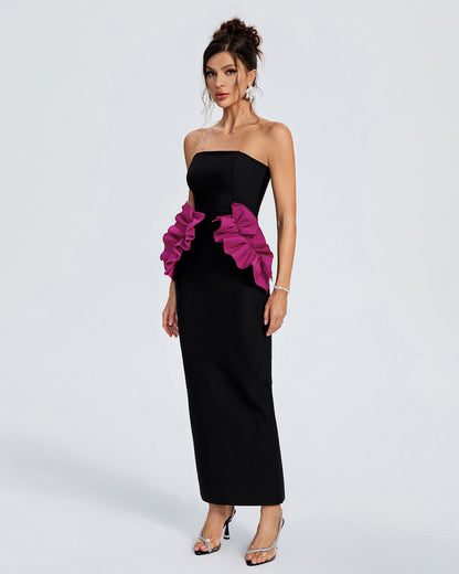 LLstyle Red 3D Rose Cut-Out Gown