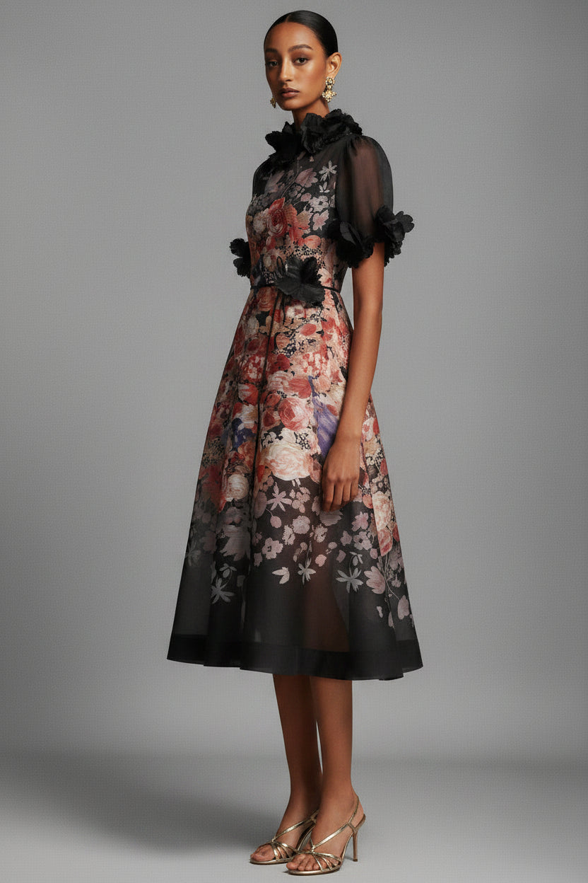 Floral Organza Midi Dress