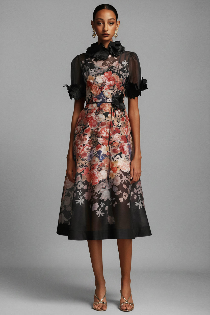 Floral Organza Midi Dress