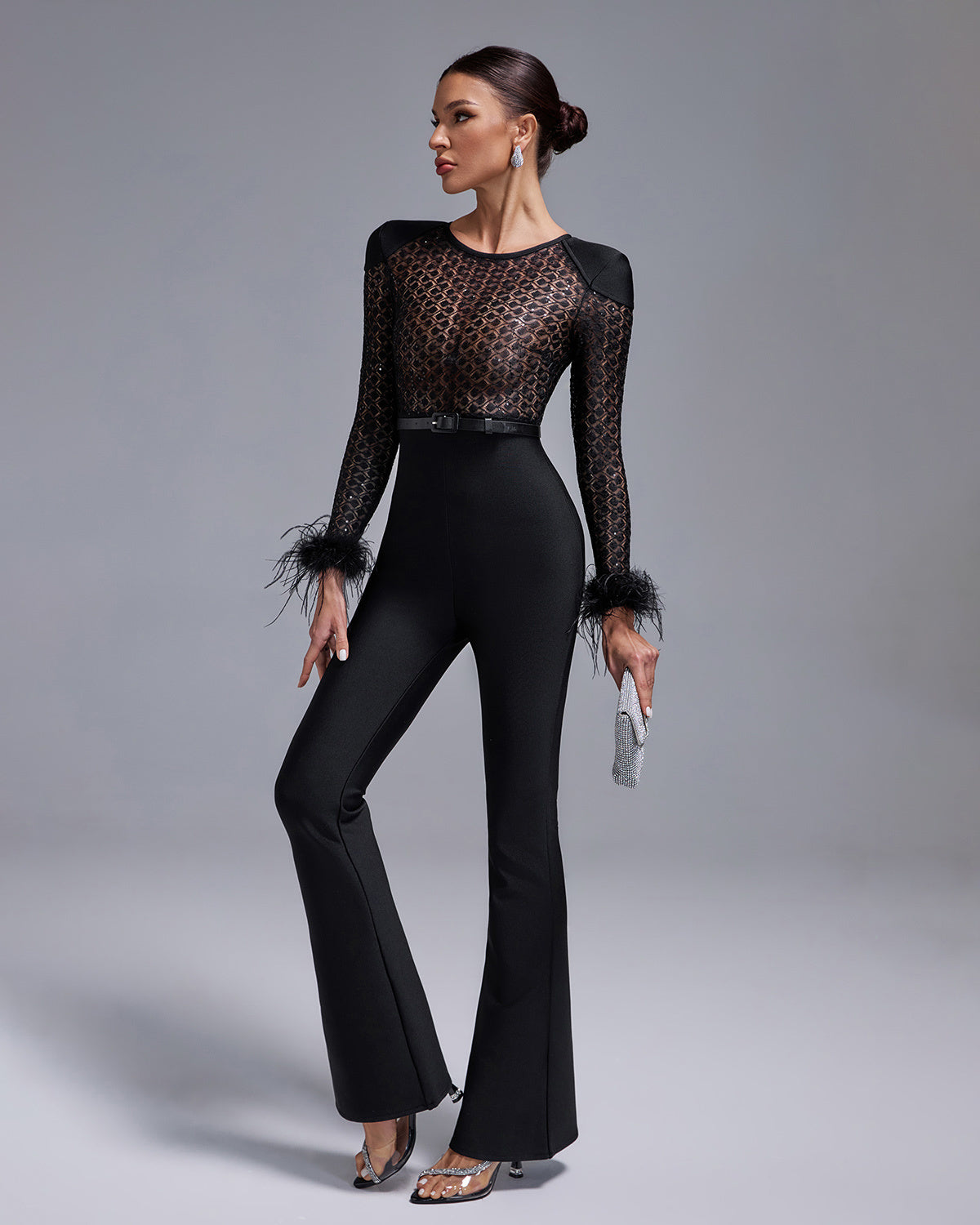 LLstyle Elegant Black Mesh Jumpsuit