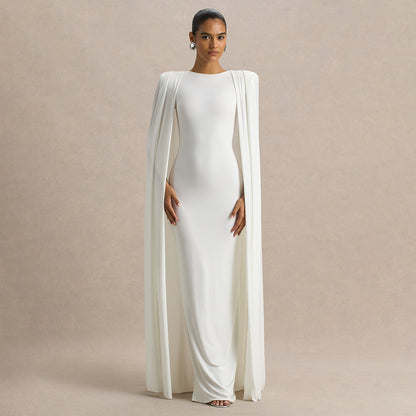 LLstyle White Cape Sleeve Maxi Dress