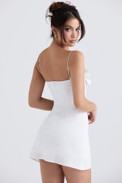 LLstyle White Crystal Cup Mini Dress