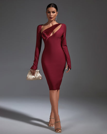 LLstyle Wine Cutout Bodycon Dress