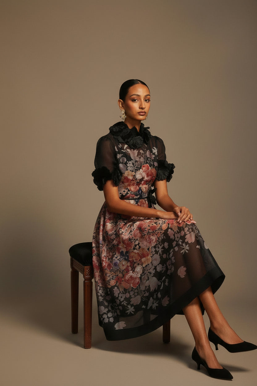 Floral Organza Midi Dress