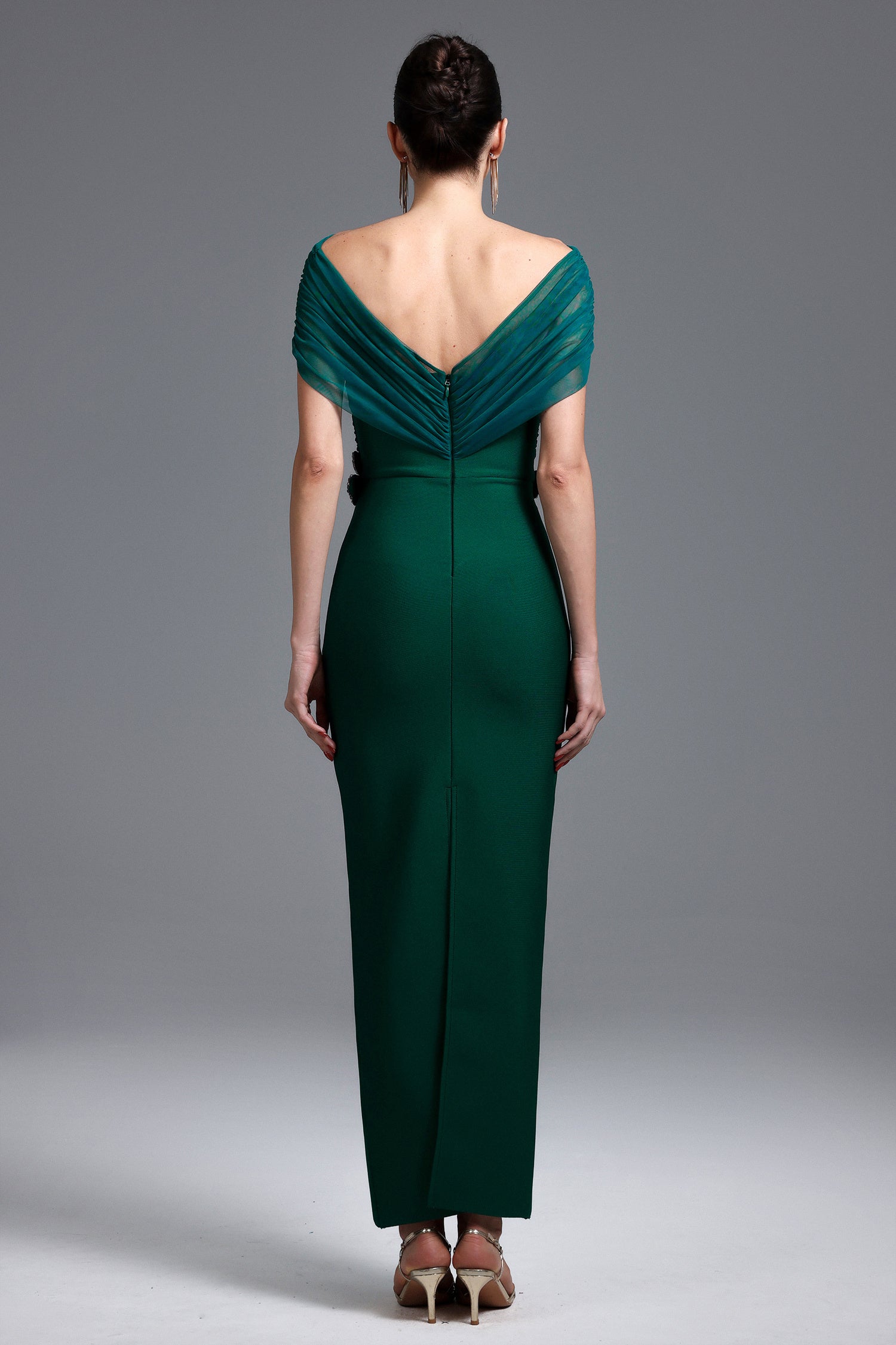 LLStyle Long Green Short-Sleeve Dress