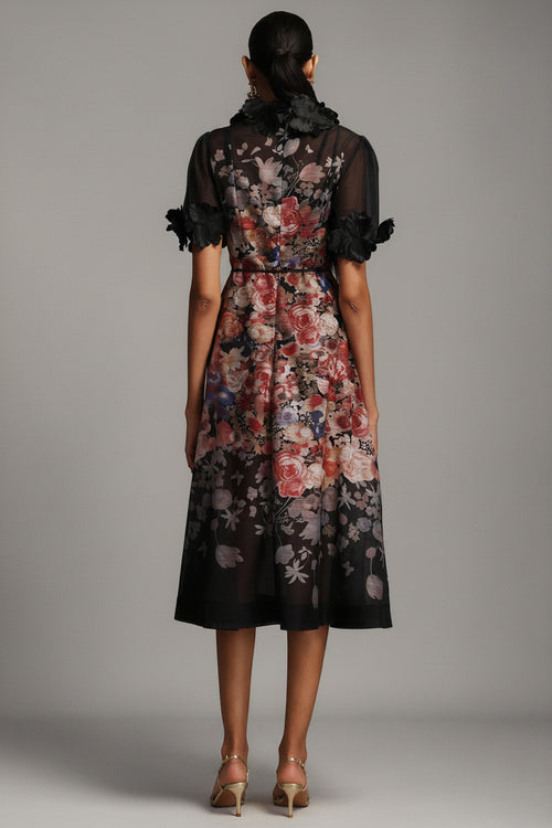 Floral Organza Midi Dress