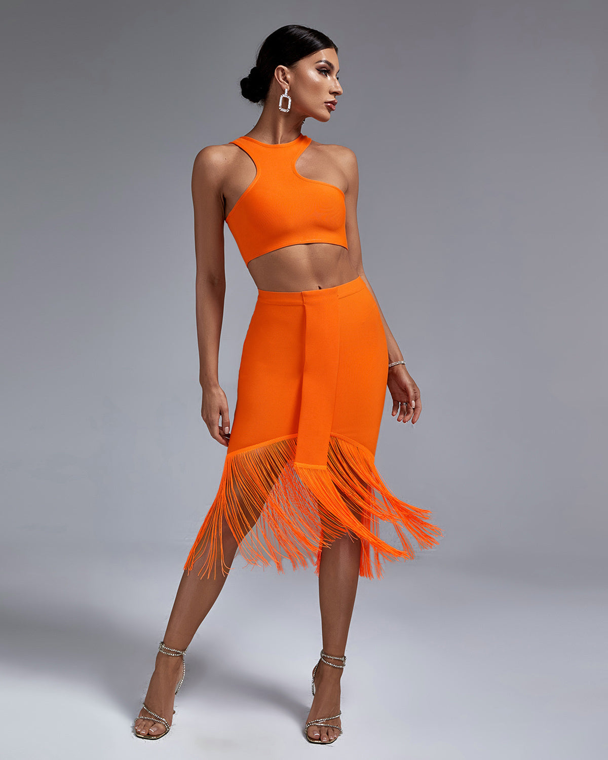 LLstyle White Choker Neck Bodycon Dress