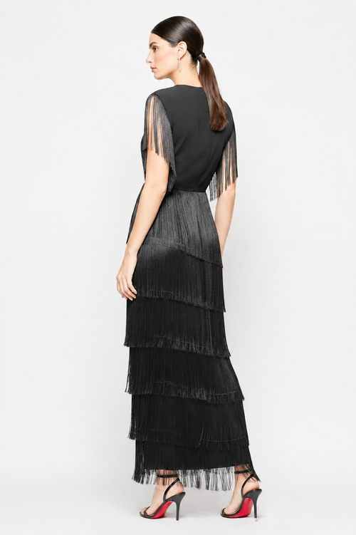Black Fringe Elegance Dress