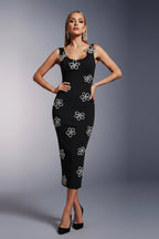 Twilight Crystal Floral Bandage Midi Dress