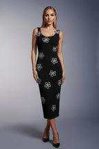 Twilight Crystal Floral Bandage Midi Dress