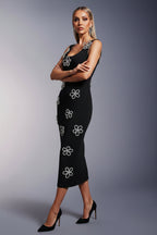 Twilight Crystal Floral Bandage Midi Dress