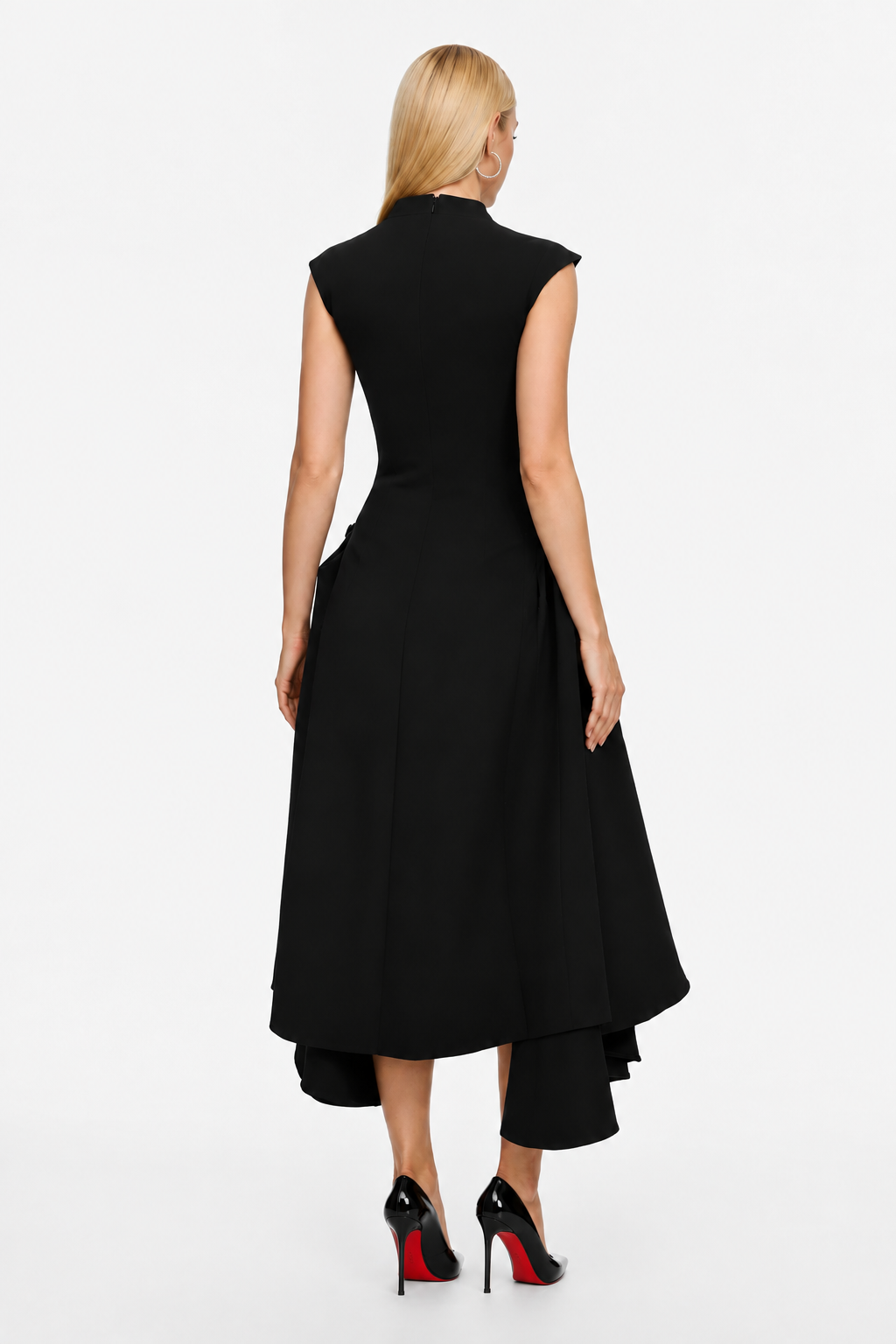 Aniston Black Structured Midi Dress