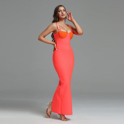 LLstyle Vibrant Two Tone Bodycon Maxi Dress