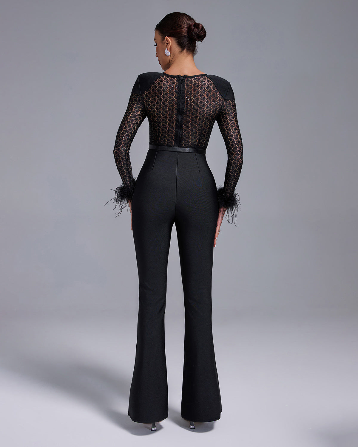 LLstyle Elegant Black Mesh Jumpsuit