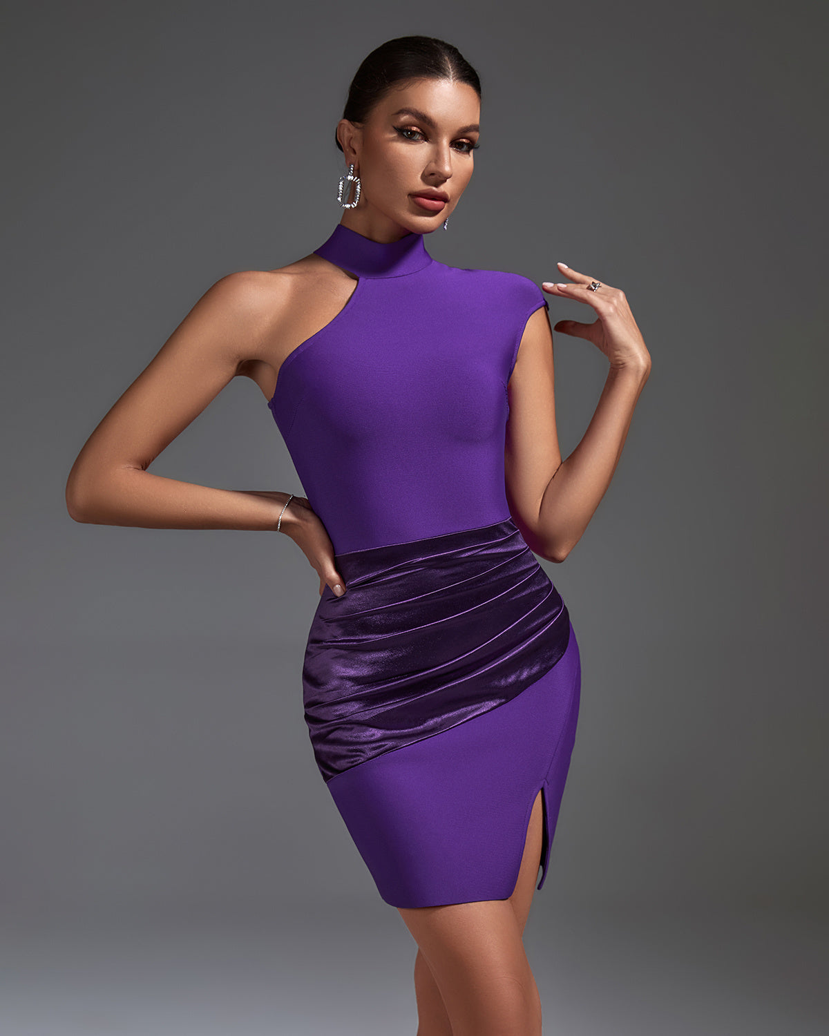 LLstyle Purple Asymmetric Mini Dress